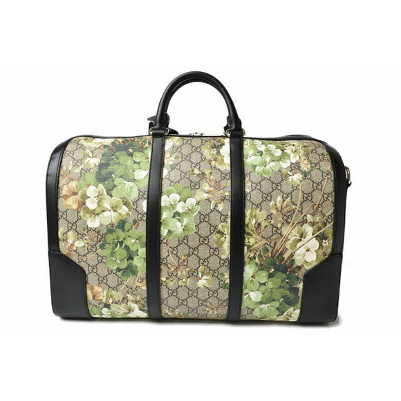 Gucci GG BLOOMS Supreme Canvas Boston Shoulder Bag Green Beige - Picture 4 of 12